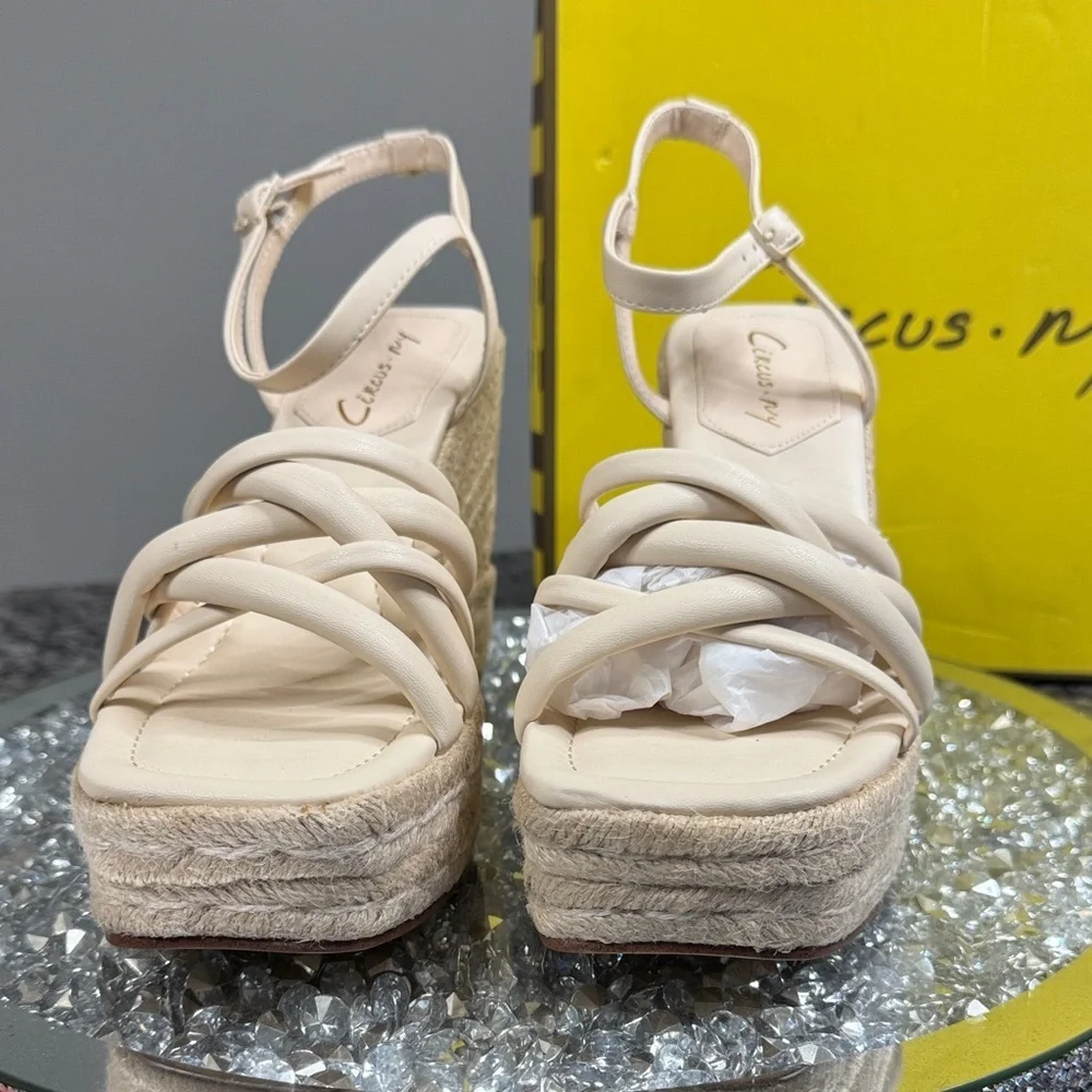 Circus by Sam Edelman Women's Irene Strappy espadrilles Tan Wedge Sandals NEW 10